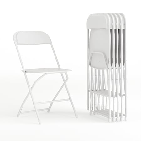 Flash Furniture Hercules Series Plastic Folding Chair White - 6 LB Weight Capacity Comfortable Event Chair-Lightweight Folding Chair, PK6 6-LE-L-3-WHITE-GG